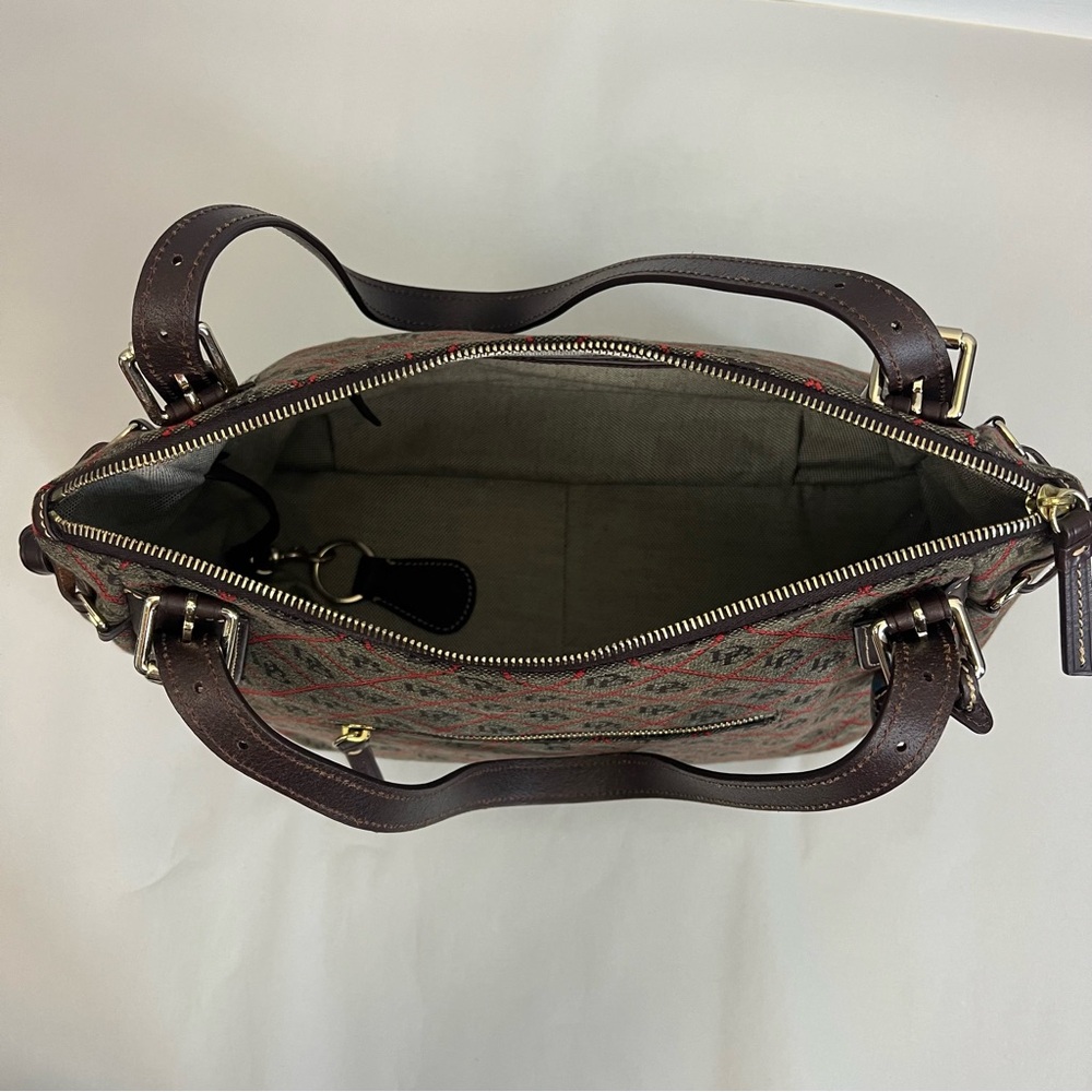 Dooney & Bourke Nina Large Shoulder Bag Brown Jacquard Leather Trim - Picture 8 of 13